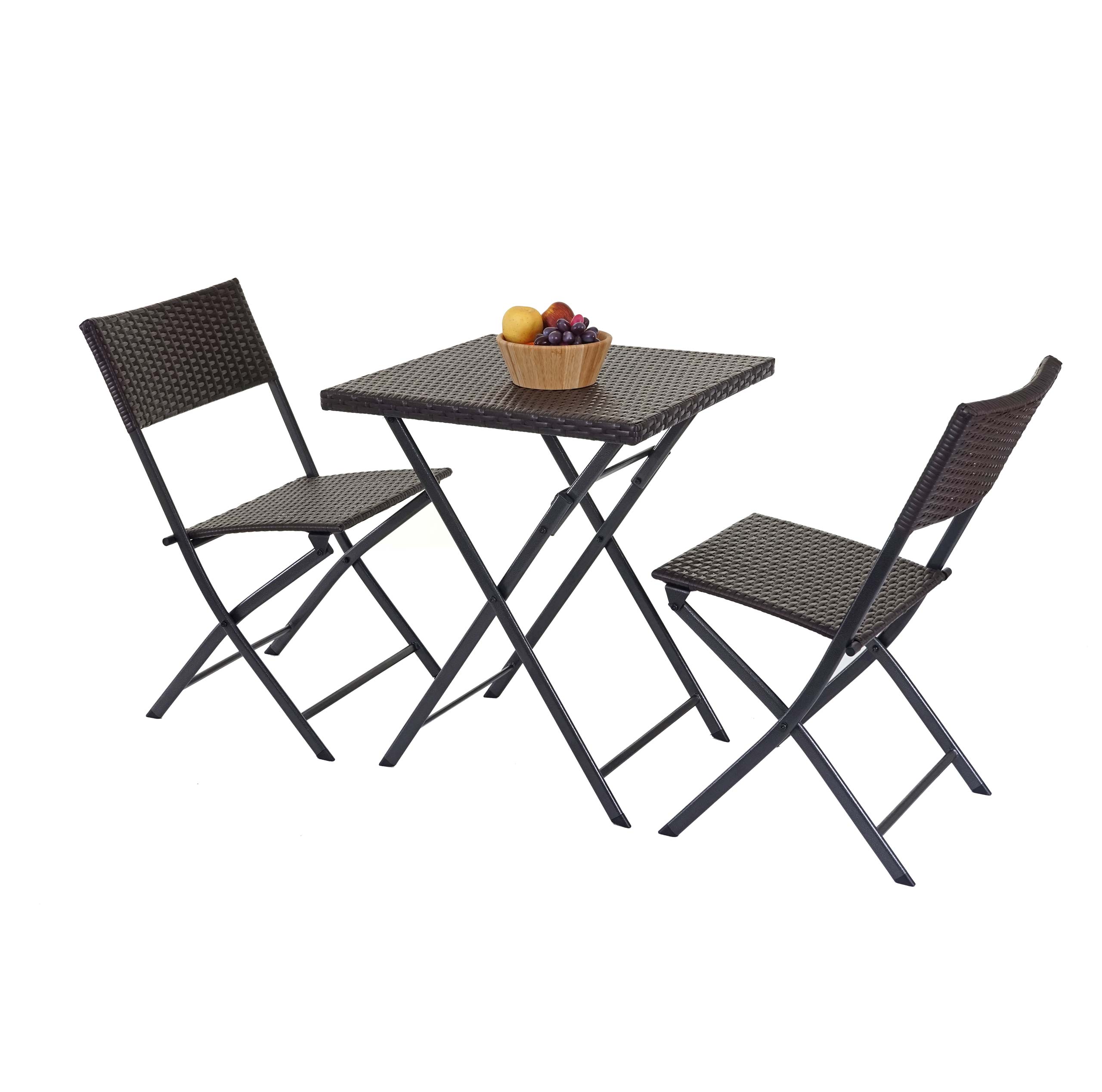 Mendler Salottino da Esterno 2X sedie con tavolino HWC-E23 polyrattan Marrone