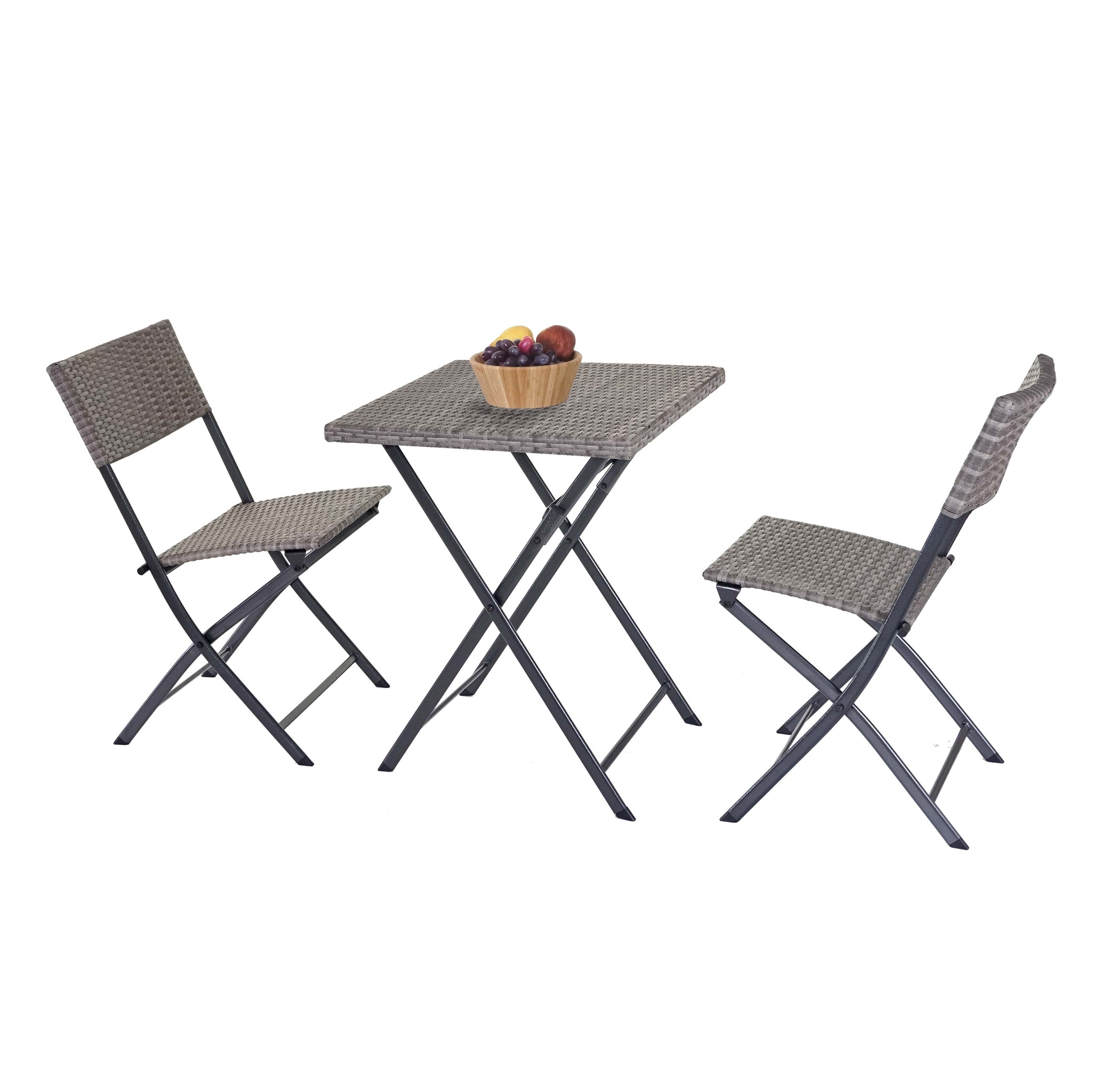 Mendler Salottino da Esterno 2X sedie con tavolino HWC-E23 polyrattan Marrone