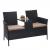 Poly-Rattan Sitzbank mit Tisch HWC-E24, Gartenbank Sitzgruppe Gartensofa, 132cm ~ schwarz, Kissen creme