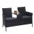 Poly-Rattan Sitzbank mit Tisch HWC-E24, Gartenbank Sitzgruppe Gartensofa, 132cm ~ schwarz, Kissen dunkelgrau