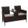 Poly-Rattan Sitzbank mit Tisch HWC-E24, Gartenbank Sitzgruppe Gartensofa, 132cm ~ braun, Kissen creme