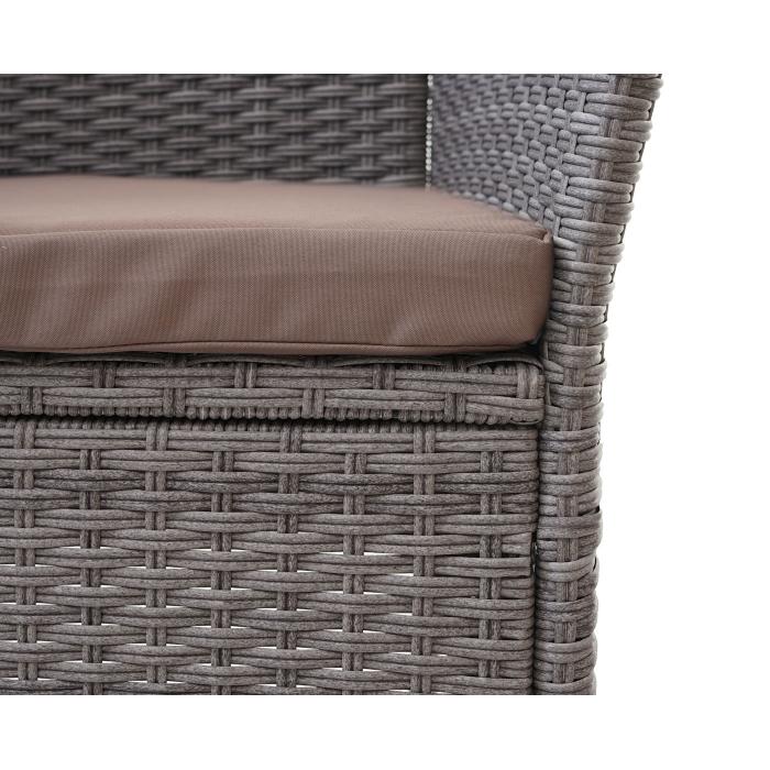 Poly-Rattan Sitzbank mit Tisch HWC-E24, Gartenbank Sitzgruppe Gartensofa, 132cm ~ grau, Kissen creme