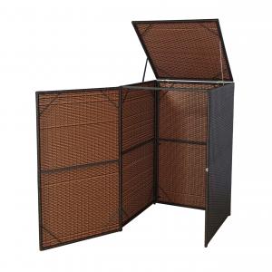 Mlltonnenverkleidung HWC-E25, Mlltonnenbox Mlltonnenabdeckung, Poly-Rattan 120l ~ braun