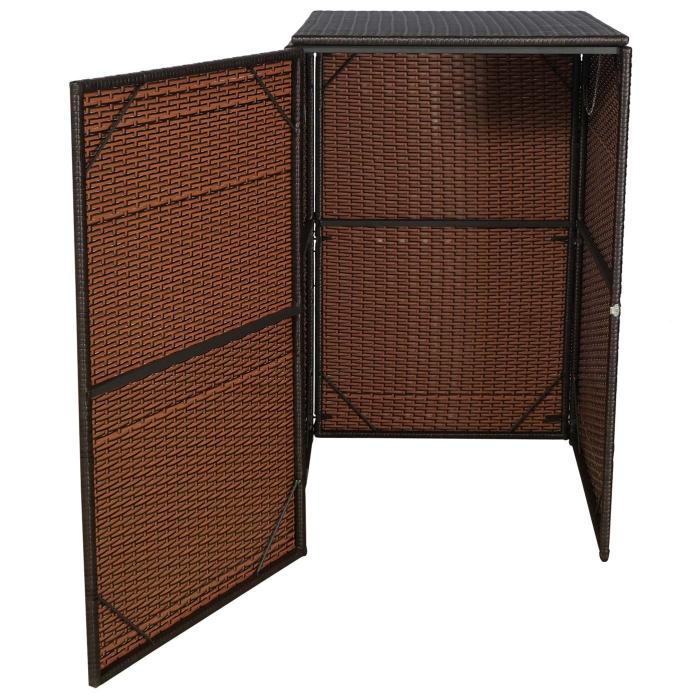 Mlltonnenverkleidung HWC-E25, Mlltonnenbox Mlltonnenabdeckung, Poly-Rattan 120l ~ braun