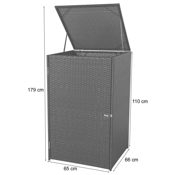 Mlltonnenverkleidung HWC-E25, Mlltonnenbox Mlltonnenabdeckung, Poly-Rattan 120l ~ braun