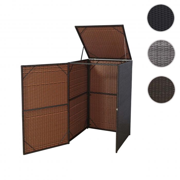 Mlltonnenverkleidung HWC-E25, Mlltonnenbox Mlltonnenabdeckung, Poly-Rattan 120l ~ braun