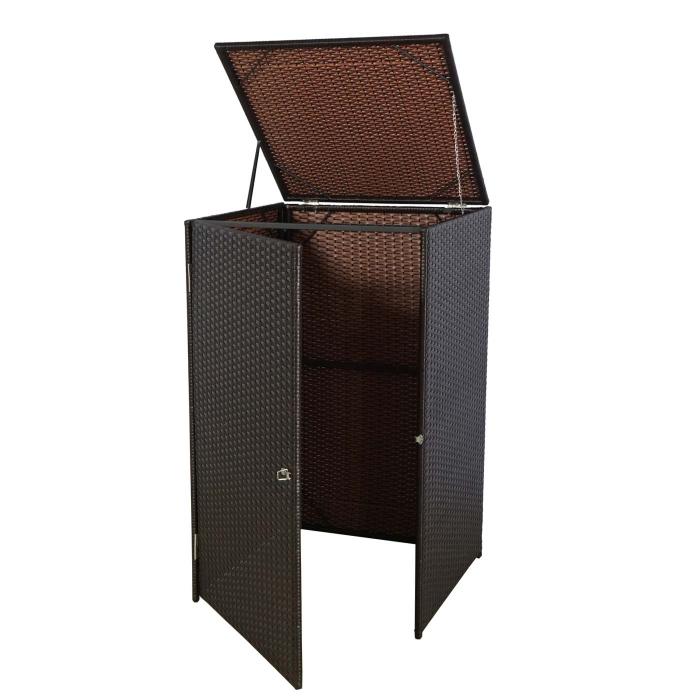 Mlltonnenverkleidung HWC-E25, Mlltonnenbox Mlltonnenabdeckung, Poly-Rattan 120l ~ braun