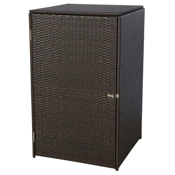 Mlltonnenverkleidung HWC-E25, Mlltonnenbox Mlltonnenabdeckung, Poly-Rattan 120l ~ braun