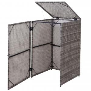 Mlltonnenverkleidung HWC-E25, Mlltonnenbox Mlltonnenabdeckung, Poly-Rattan 120l ~ grau