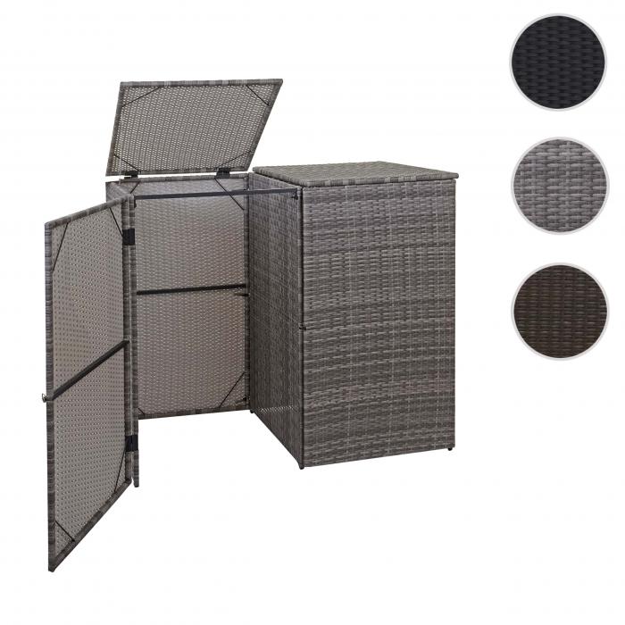 2er-Mlltonnenverkleidung HWC-E25, Mlltonnenbox Mlltonnenabdeckung, Poly-Rattan 2x120l ~ grau