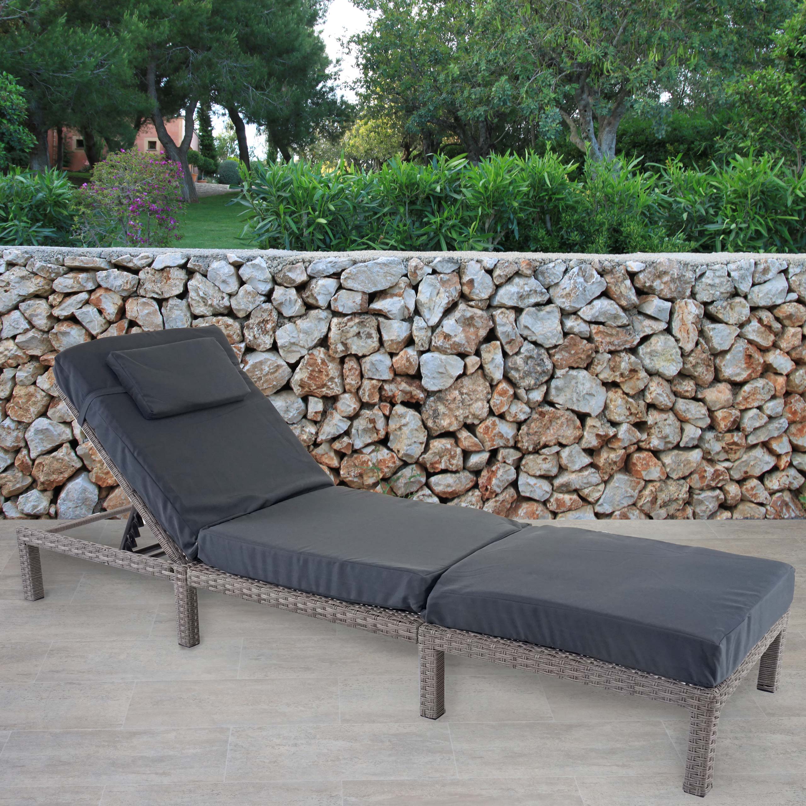 Poly Rattan Sun Lounger hwc-a51 Sun Lounger Garden Sun Lounger Premium