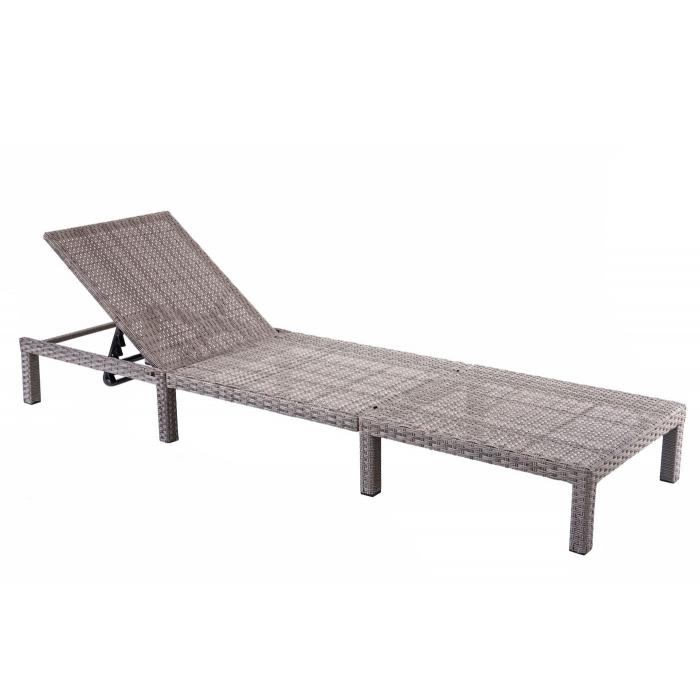 Poly-Rattan Sonnenliege HWC-A51, Relaxliege Gartenliege Liege ~ Premium grau, Kissen dunkelgrau