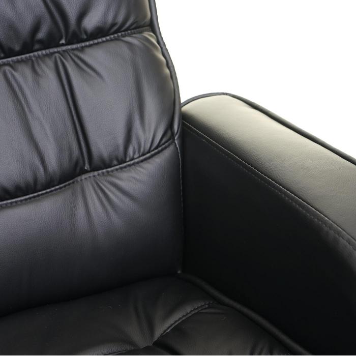 Relaxsessel HWC-E30, Fernsehsessel Liegesessel TV-Sessel mit Hocker, FSC-zertifiziert ~ Kunstleder schwarz