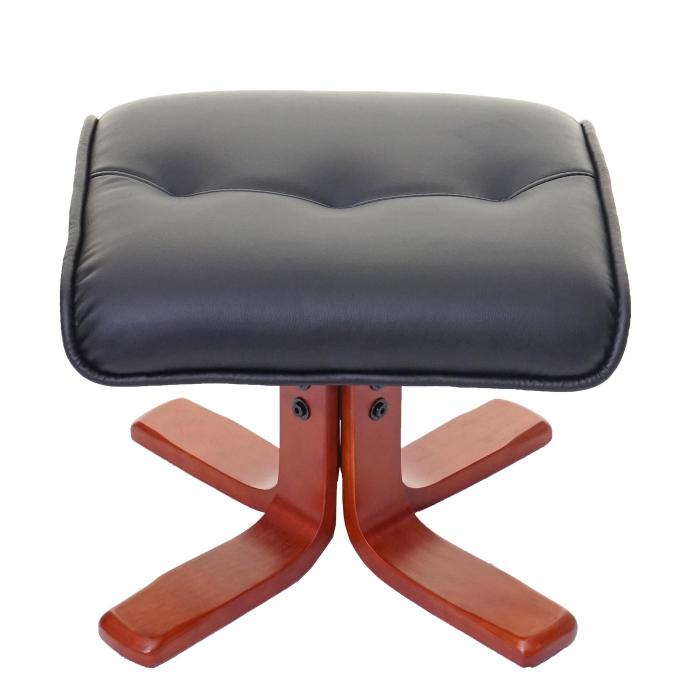 Relaxsessel HWC-E30, Fernsehsessel Liegesessel TV-Sessel mit Hocker, FSC-zertifiziert ~ Kunstleder schwarz