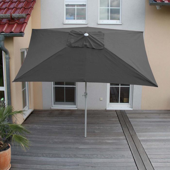 Sonnenschirm N23, Gartenschirm, 2x3m rechteckig neigbar, Polyester/Alu 4,5kg UV-Schutz 50+ ~ anthrazit