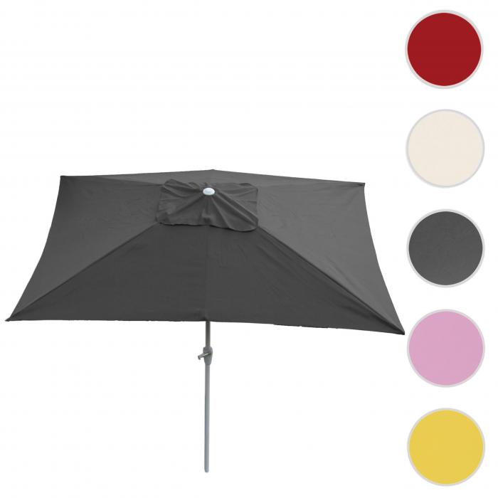 Sonnenschirm N23, Gartenschirm, 2x3m rechteckig neigbar, Polyester/Alu 4,5kg UV-Schutz 50+ ~ anthrazit