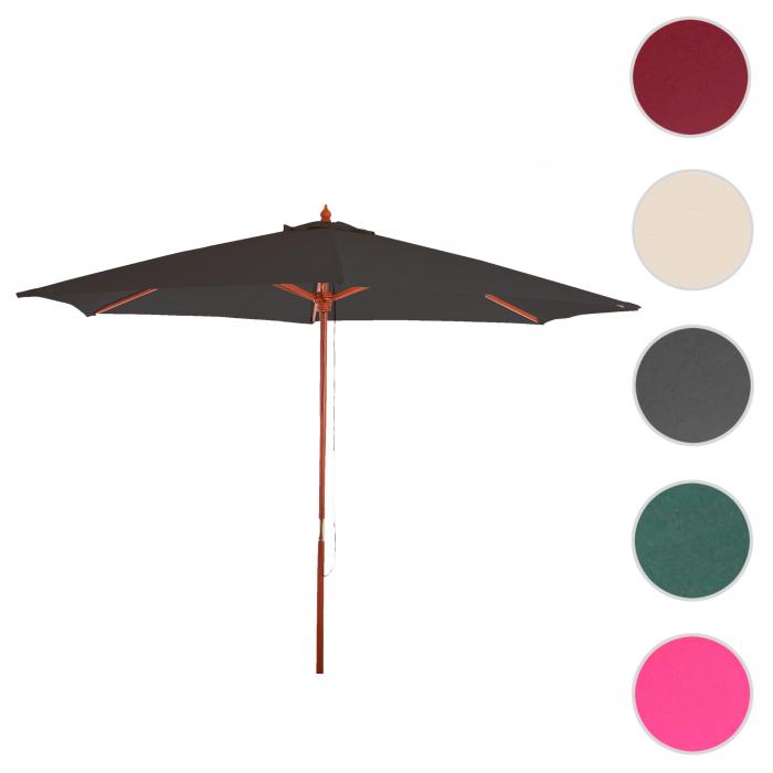 Marktschirm Schirm Holz Sonnenschirm 3m anthrazit Gartenschirm mit Seilzug 