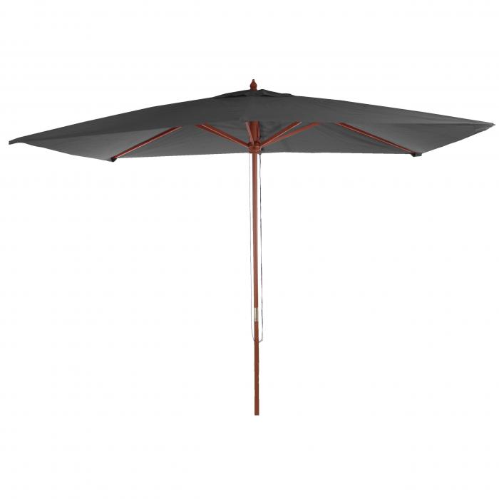 Holz Sonnenschirm 3m anthrazit Gartenschirm mit Seilzug Marktschirm Schirm 