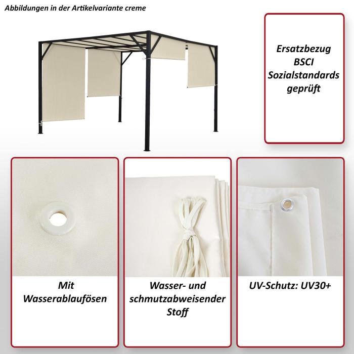 Ersatzbezug fr Dach Pergola Pavillon Baia 3x3m ~ taupe