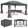 Pergola Cadiz, Garten Pavillon, stabiles 7cm-Gestell mit Seitenwand + Moskitonetz ~ grau 4x3m