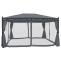 Pergola Cadiz, Garten Pavillon, stabiles 7cm-Gestell mit Seitenwand + Moskitonetz ~ grau 4x3m