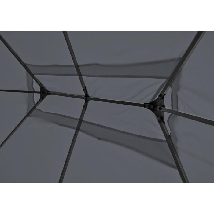 Pergola Cadiz, Garten Pavillon, stabiles 7cm-Gestell mit Seitenwand + Moskitonetz ~ grau 4x3m