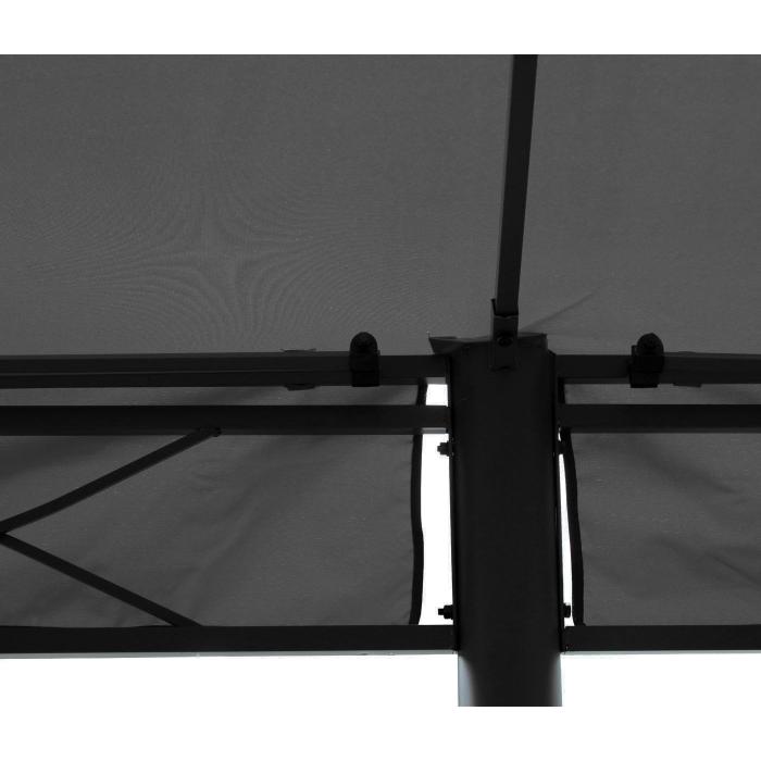 Retourenware | Pergola Cadiz, Pavillon, stabiles 7cm-Gestell 5x3m ~ grau mit Seitenwand + Moskitonetz