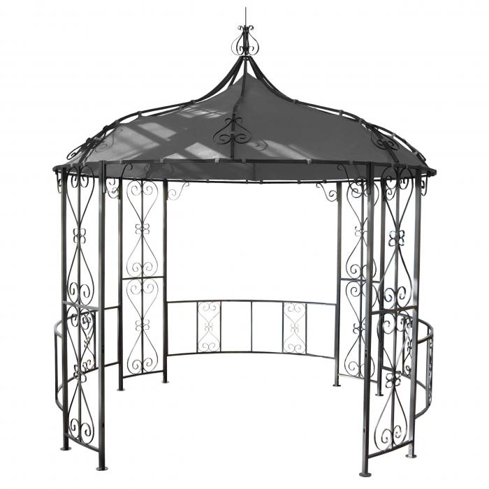 Pergola Almeria, Rundpavillon Garten Pavillon, stabiles Stahl-Gestell  3m ~ grau