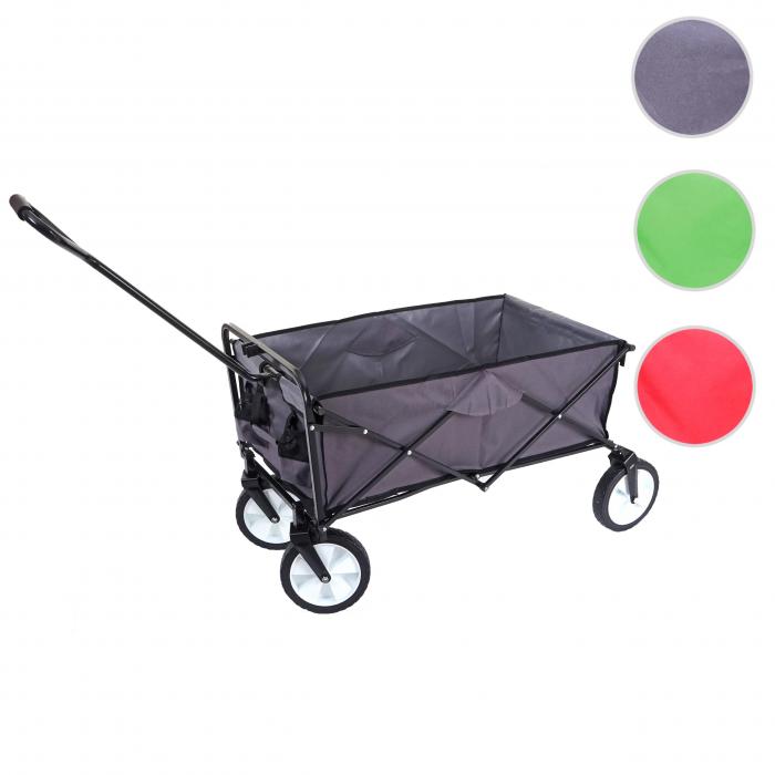 Faltbarer Bollerwagen HWC-E38, Handwagen Gartenwagen Transportwagen klappbar ~ ohne Dach/Hecktasche grau