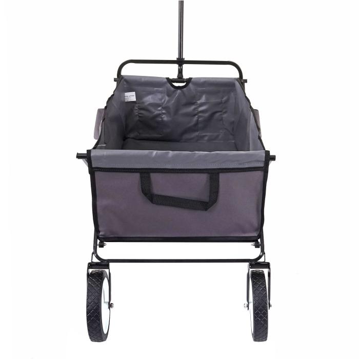 Faltbarer Bollerwagen HWC-E38, Handwagen Gartenwagen Transportwagen klappbar ~ ohne Dach/Hecktasche grau