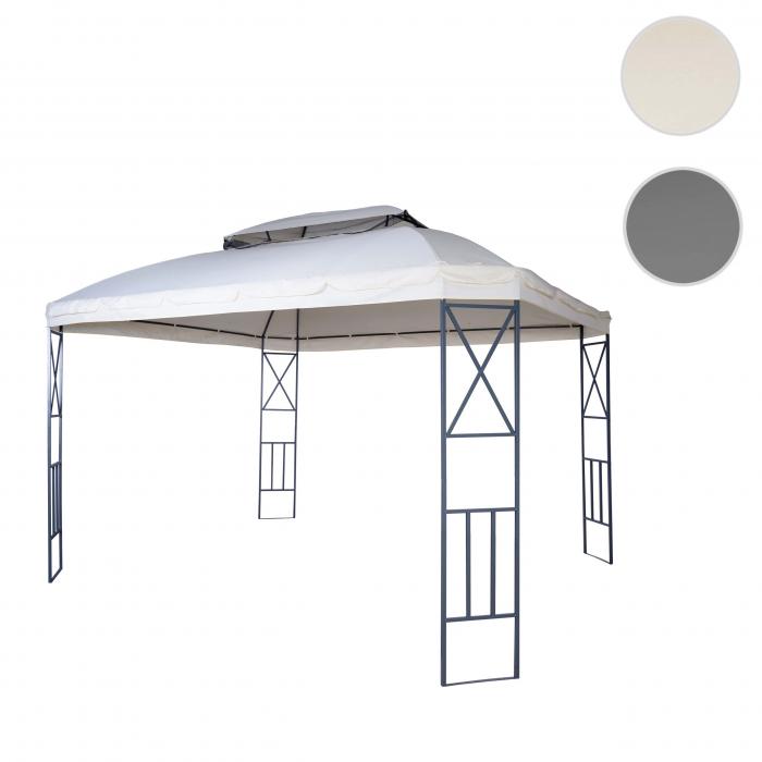 Pergola HWC-E42, Garten Pavillon, mit Moskitonetz 3,6x3m ~ creme