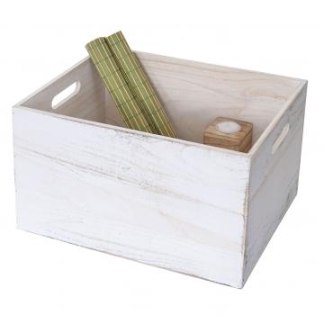 Holzbox HWC-C20, Dekokiste Aufbewahrung Holzkiste, Shabby-Look Vintage ~ 40x30x24cm, wei shabby