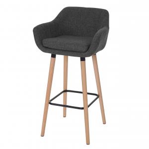 Barhocker Malm T381, Barstuhl Tresenhocker MVG-zertifiziert ~ Textil, dunkelgrau