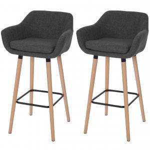 2er-Set Barhocker Malm T381, Barstuhl Tresenhocker ~ Textil, dunkelgrau