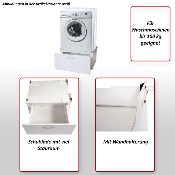 Defekte Ware (Kratzer/schliet nicht SK4) | Waschmaschinenunterschrank HWC-E50, Untergestell, Schublade 33x61x52cm~ wei