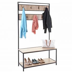 Standgarderobe HWC-D44, Garderobe Garderobenstnder, mit Ablage 184x102x41cm