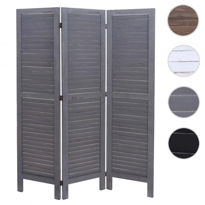 Paravent HWC-G30, Trennwand Sichtschutz Raumteiler, Shabby-Look 170x120cm ~ grau