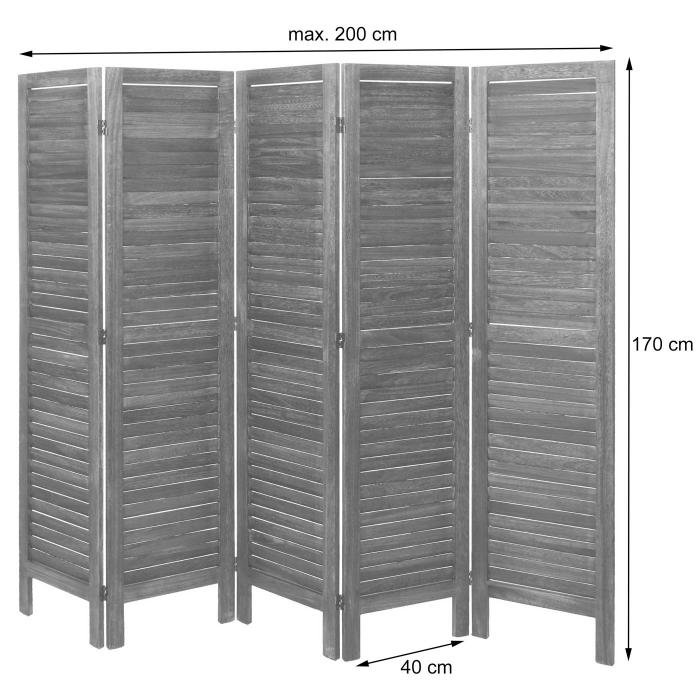 Paravent HWC-G30, Trennwand Sichtschutz Raumteiler, Shabby-Look 170x200cm ~ braun