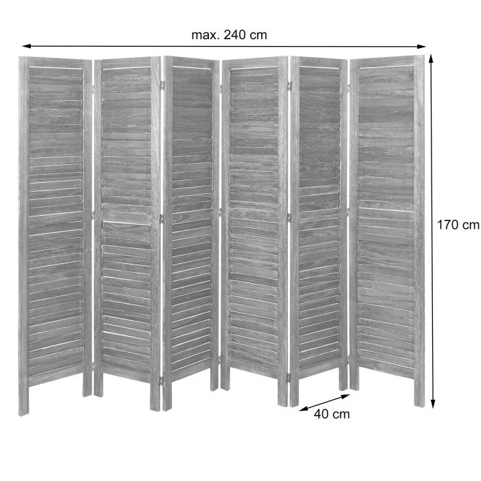 Paravent HWC-G30, Trennwand Sichtschutz Raumteiler, Shabby-Look 170x240cm ~ wei