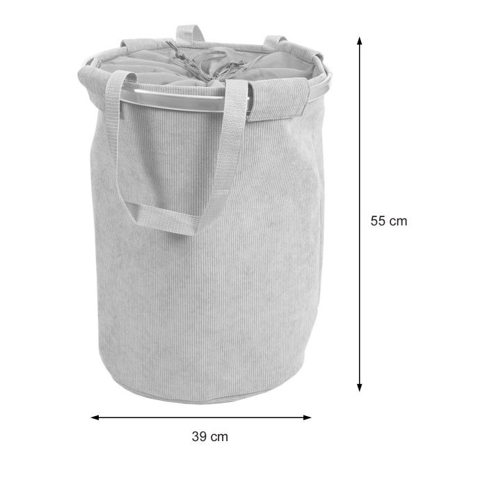 Wschesammler HWC-C34, Laundry Wschekorb Wschesack Wschebehlter mit Kordelzug, Henkel 55x39cm 65l ~ cord grau