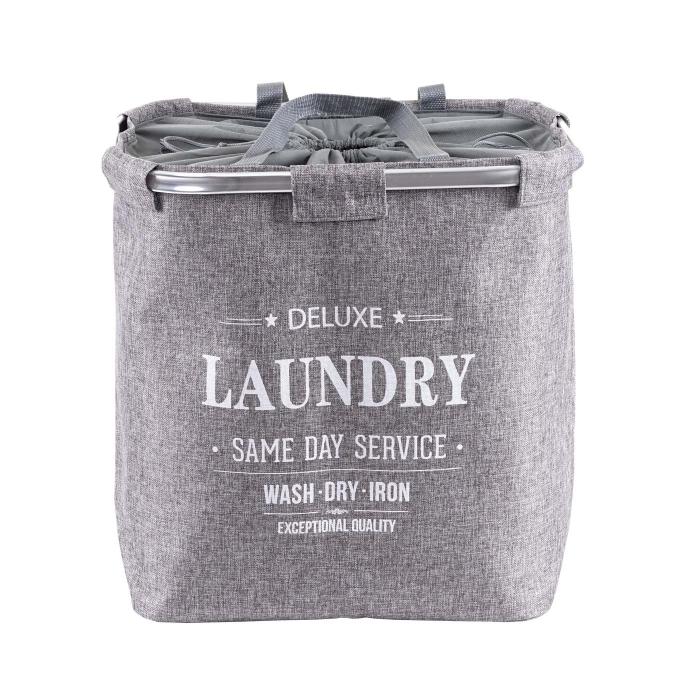 Wschesammler HWC-C34, Laundry Wschekorb Wschebehlter mit Kordelzug, 2 Fcher Henkel 54x52x32cm 89l ~ grau