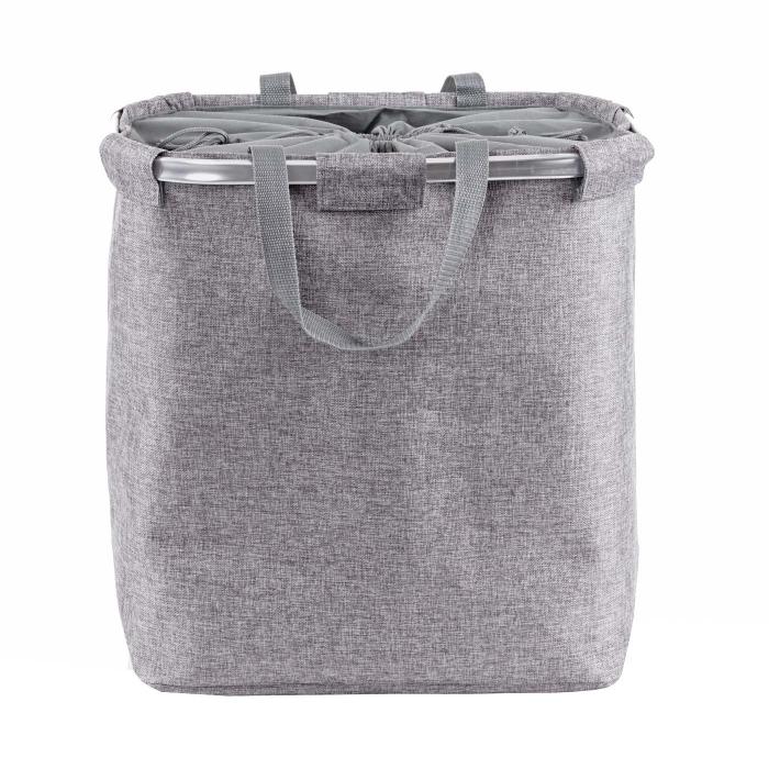 Wschesammler HWC-C34, Laundry Wschekorb Wschebehlter mit Kordelzug, 2 Fcher Henkel 54x52x32cm 89l ~ grau