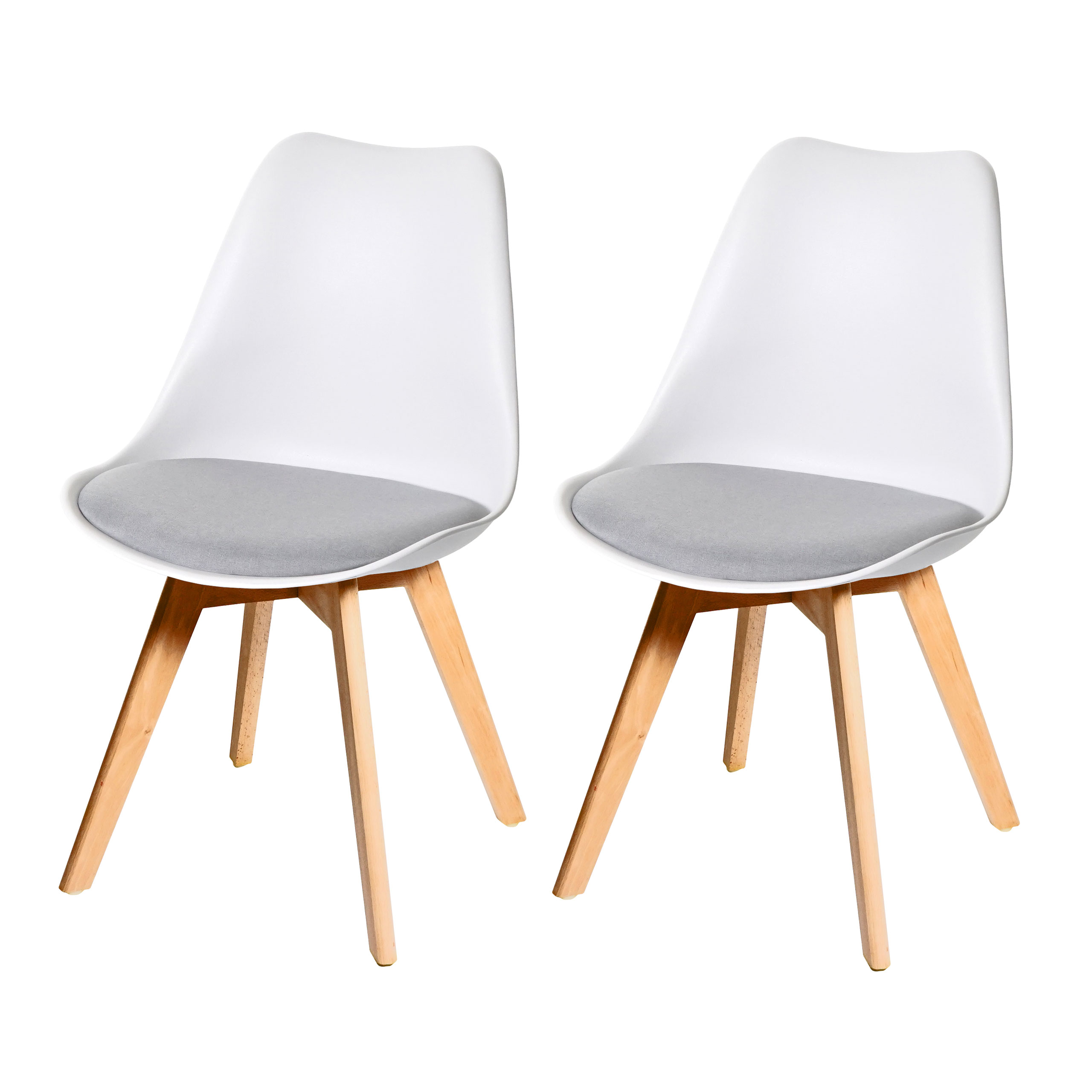 2x Esszimmerstuhl Hwc E53 Stuhl Küchenstuhl Retro Design Weißgrau Stoff Helle Beine