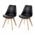 2x Esszimmerstuhl HWC-E53, Stuhl Küchenstuhl, Retro Design ~ schwarz/schwarz, Kunstleder, helle Beine