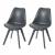 2er-Set Esszimmerstuhl HWC-E53, Stuhl Küchenstuhl, Retro Design ~ grau/grau, Kunstleder, graue Beine