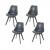 4x Esszimmerstuhl HWC-E53, Stuhl Küchenstuhl, Retro Design ~ grau/grau, Kunstleder, graue Beine