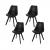 4x Esszimmerstuhl HWC-E53, Stuhl Küchenstuhl, Retro Design ~ schwarz/schwarz, Kunstleder, schwarze Beine