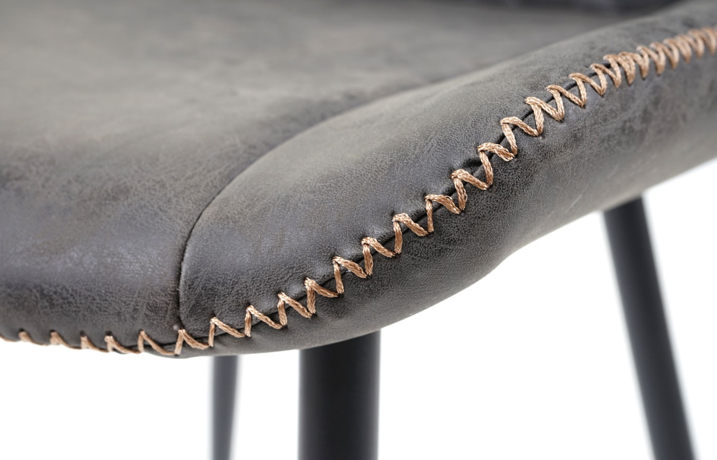 HWC-E56 Stuhl grau Detailbild Ziernaht und Sitzflche