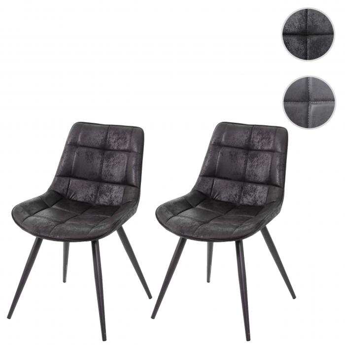 2x Esszimmerstuhl HWC E57, Stuhl Cocktailstuhl Küchenstuhl Polsterstuhl, Retro Wildleder Optik ~ StoffTextil schwarz 2x Esszimmerstuhl HWC E57, Stuhl Cocktailstuhl Küchenstuhl Polsterstuhl, Retro Wildleder Optik ~ StoffTextil schwarz