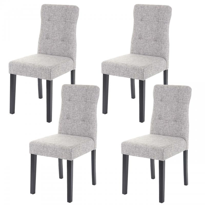 4er-Set Esszimmerstuhl HWC-E58, Stuhl Esssthle, MVG-zertifiziert ~ Stoff/Textil grau, dunkle Beine